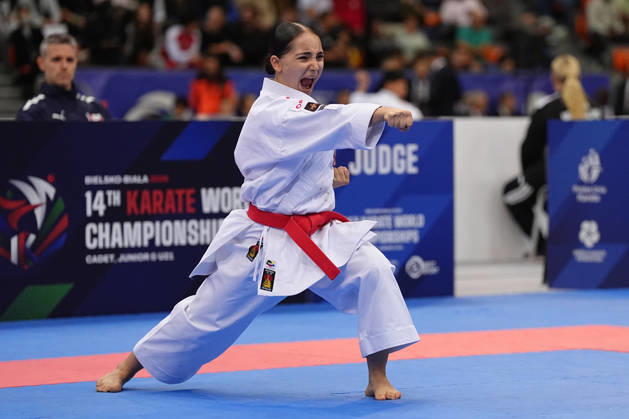 2026 World Cadet, Junior & U21, U 21 Karate Championships BIELSKO-BIALA, POLAND - OCTOBER 16: Anastasia Chaphidze of Georgia performs during cadet female individual kata at the 2026 World Cadet, Junior & U21 Karate Championships at Hala Pod Debowcem on October 16, 2026 in Bielsko-Biala, Poland. Bielsko-Biala Hala Pod Debowcem Poland Copyright: x2026xKaratexInsights PSxImagesxMartinxKremser KaratexInsightsx