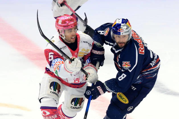 October 16, 2026, DEU, GER, Ice Hockey, Matchday 9, 2026–27 Season, Berlin, Eisbären Berlin vs. RB Munich Noel Saffran Eisbären Berlin 8, Adam Almquist Red Bull Munich 5 nordphoto GmbH Engler Berlin Uber Arena Berlin Germany Copyright: xNordphotox xEnglerx