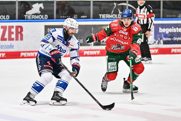 Penny DEL: Augsburger Panther vs. Adler Mannheim, October 16, 2026, Augsburg, GERMANY, OCTOBER 16: Luke ESPOSITO of Adler Mannheim (No. 19) and Fabrizio PILU of the Augsburger Panther (No. 68) face off during the Penny DEL game between the Augsburger Panther and Adler Mannheim on Matchday 9 at Curt Frenzel Stadium Copyright: xBEAUTIFULxSPORTS Goldbergx