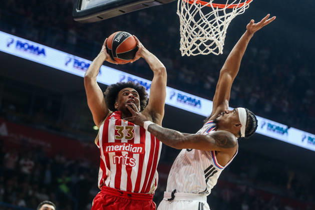 Crvena Zvezda v Paris - EuroLeague BELGRADE, SERBIA - OCTOBER 16: Jordan Nwora (33) of Crvena Zvezda in action during the Basketball EuroLeague Round 6 match between Crvena Zvezda and Paris at Belgrade Arena in Belgrade, Serbia on October 16, 2026. Filip Stevanovic Anadolu Belgrade Serbia. Editorial use only. Please get in touch for any other usage.  Copyright: x2026xAnadoluxFilipxStevanovicx
