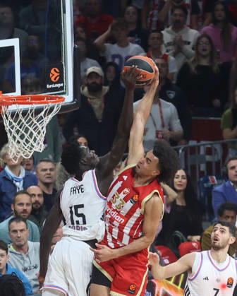 16.10.2026 Beograd Belgrade KK Crvena Zvezda(BC Red Star)-Paris Basketball EuroLeague Momo Faye(L) Paris Basketball,Jordan Nwora(C) Crvena Zvezda( Red Star) :