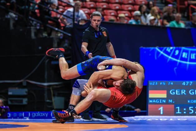 U23 World Championships, 74 kg Freestyle: Saba Kobakhidze (GEO) def. Manuel Wagin (GER) Copyright: xAmirrezaxAliasgarix Kadir Caliskan United World Wr