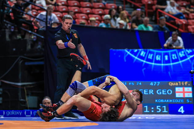 U23 World Championships, 74 kg Freestyle: Saba Kobakhidze (GEO) def. Manuel Wagin (GER) Copyright: xAmirrezaxAliasgarix Kadir Caliskan United World Wr