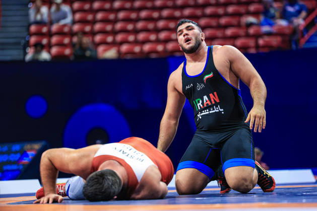 U23 World Championships, 125 kg Freestyle: Abolfazl Mohammad Mohammad Nezhad (IRI) def. Andrei Bestaev (RUS) Copyright: xAmirrezaxAliasgarix Kadir Caliskan United World Wr