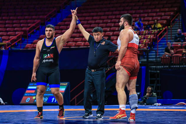U23 World Championships, 125 kg Freestyle: Abolfazl Mohammad Mohammad Nezhad (IRI) def. Andrei Bestaev (RUS) Copyright: xAmirrezaxAliasgarix Kadir Caliskan United World Wr