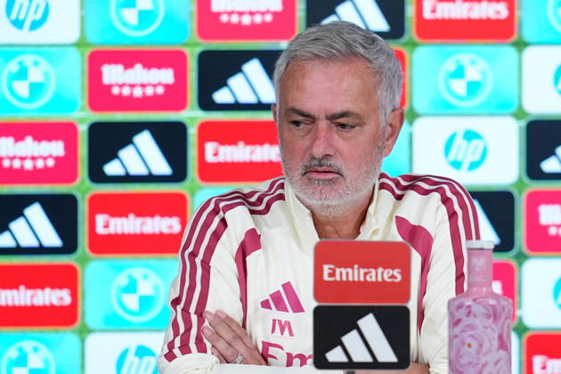 October 17, 2026, Valdebebas, Madrid, Spain: Jose Mourinho, head coach of Real Madrid, attends his press conference, PK, Pressekonferenz during the training day of Real Madrid ahead the Spanish League, LaLiga EA Sports, football match against Sevilla FC at Ciudad Deportiva Real Madrid on October 17, 2026, in Valdebebas, Madrid, Spain. Real Madrid Training And Press Conference - Laliga Ea Sports - ZUMAa181 20261017_zaa_a181_024 Copyright: xDennisxAgyemanx