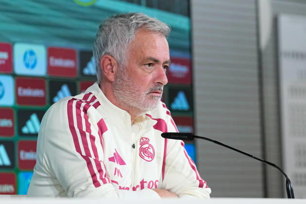 October 17, 2026, Valdebebas, Madrid, Spain: Jose Mourinho, head coach of Real Madrid, attends his press conference, PK, Pressekonferenz during the training day of Real Madrid ahead the Spanish League, LaLiga EA Sports, football match against Sevilla FC at Ciudad Deportiva Real Madrid on October 17, 2026, in Valdebebas, Madrid, Spain. Real Madrid Training And Press Conference - Laliga Ea Sports - ZUMAa181 20261017_zaa_a181_029 Copyright: xDennisxAgyemanx