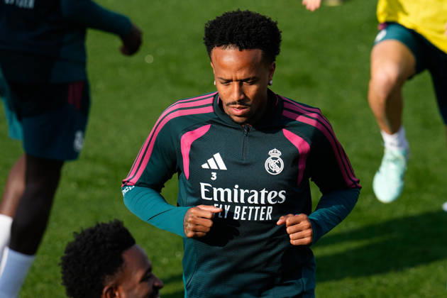 October 17, 2026, Valdebebas, Madrid, Spain: Eder Militao during the training day of Real Madrid ahead the Spanish League, LaLiga EA Sports, football match against Sevilla FC at Ciudad Deportiva Real Madrid on October 17, 2026, in Valdebebas, Madrid, Spain. Real Madrid Training And press conference, PK, Pressekonferenz - LaLiga Ea Sports - ZUMAa181 20261017_zaa_a181_048 Copyright: xDennisxAgyemanx