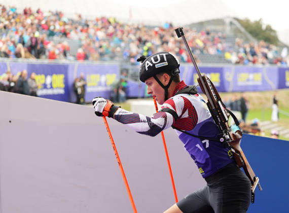 BIATHLON - Loop One Opening Festival MUNICH,GERMANY,17.OCT.26 - BIATHLON - Loop One Opening Festival. Image shows Dominic Unterweger (AUT).  GEPAxpictures xThomasxBachun