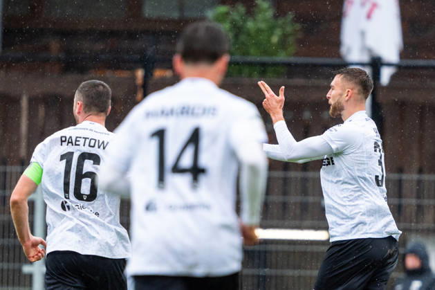 3rd Division: SG Sonnenhof Großaspach vs. SC Preußen Münster, October 17, 2026, Aspach, GERMANY October 17, 2026 Felix Higl of SC Preußen Münster, 33, celebrates his 1-0 goal during the match between SG Sonnenhof Großaspach and SC Preußen Münster on Matchday 10 of the 3. Liga at the WIRmachenDRUCK Arena Copyright: xBEAUTIFULxSPORTS Steinx