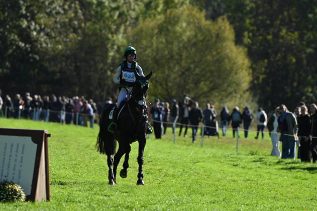 MONDIAL DU LION 2026 - CROSS COUNTRY LE LION-D ANGERS, FRANCE - OCTOBER 17, 2026 : Sarah Ennis riding Lady Sky M during the cross-country competition at the Mondial du Lion 2026, FEI WBFSH Eventing World Breeding Championship for Young Horses. Le Lion-d AngersFrance  Copyright: xEmilienxJousselinx