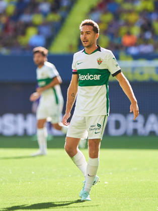 Marc Aguado of Elche CF during the LaLiga EA Sports match between Villarreal CF and Elche CF at Estadio de la Cerámica on October 17, 2026, in Villarreal, Spain