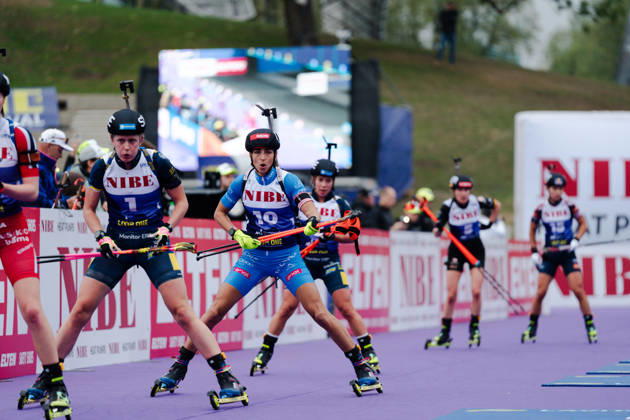 October 17, 2026, GER, Biathlon, Women, IBU Biathlon Loop One Festival 2026, 2026–2027 Season, Women’s Super Sprint Final: Elvira Oeberg (SWE), 1st; Lisa Vittozzi (ITA), 10th at the shooting range in Munich’s Olympic Park, Bavaria, Germany Copyright: xNordphoto Vux