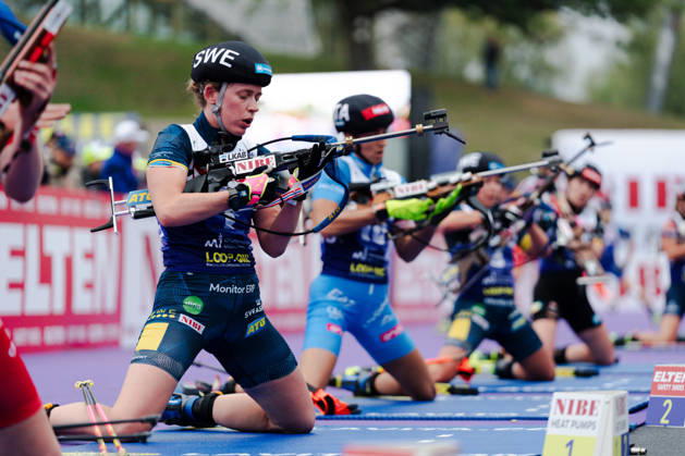 October 17, 2026, GER, Biathlon, Women, IBU Biathlon Loop One Festival 2026, 2026–2027 Season, Women’s Super Sprint Final: Elvira Oeberg (SWE), 1st at the shooting range, Munich Olympic Park, Bavaria, Germany Copyright: xNordphoto Vux