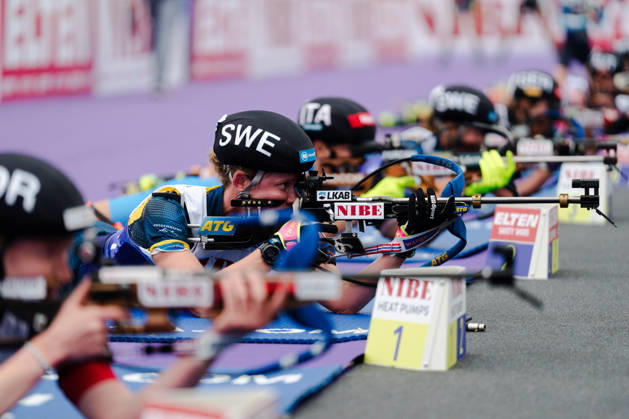 October 17, 2026, GER, Biathlon, Women, IBU Biathlon Loop One Festival 2026, 2026–2027 Season, Women’s Super Sprint Final: Elvira Oeberg (SWE), 1st in the prone shooting stage, Munich Olympic Park, Bavaria, Germany Copyright: xNordphoto Vux