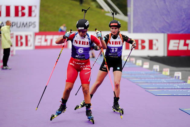 October 17, 2026, GER, Biathlon, Women, IBU Biathlon Loop One Festival 2026, 2026–2027 Season, Women’s Super Sprint Final: Ingrid L. Tandrevold (NOR), 6th; Julia Tannheimer (DEU), 11th, at the Munich Olympic Park in Bavaria, Germany Copyright: xNordphoto Vux