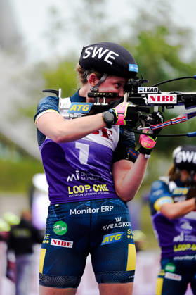 October 17, 2026, GER, Biathlon, Women, IBU Biathlon Loop One Festival 2026, 2026–2027 Season, Women’s Super Sprint Final: Elvira Oeberg (SWE), 1st in the standing shooting event, Munich Olympic Park, Bavaria, Germany Copyright: xNordphoto Vux