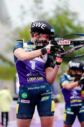 October 17, 2026, GER, Biathlon, Women, IBU Biathlon Loop One Festival 2026, 2026–2027 Season, Women’s Super Sprint Final: Elvira Oeberg (SWE), 1st in the standing shooting stage, Munich Olympic Park, Bavaria, Germany Copyright: xNordphoto Vux