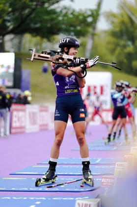 October 17, 2026, GER, Biathlon, Women, IBU Biathlon Loop One Festival 2026, 2026–2027 Season, Women’s Super Sprint Final: Anna Andexer (AUT), 14 at the shooting range, Munich Olympic Park, Bavaria, Germany Copyright: xNordphoto Vux