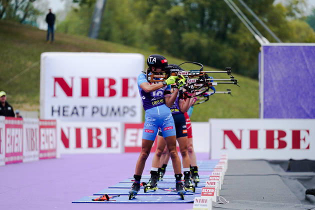 October 17, 2026, GER, Biathlon, Women, IBU Biathlon Loop One Festival 2026, 2026–2027 Season, Women’s Super Sprint Final: Lisa Vittozzi (ITA), 10 in the standing shooting stage, Munich Olympic Park, Bavaria, Germany Copyright: xNordphoto Vux
