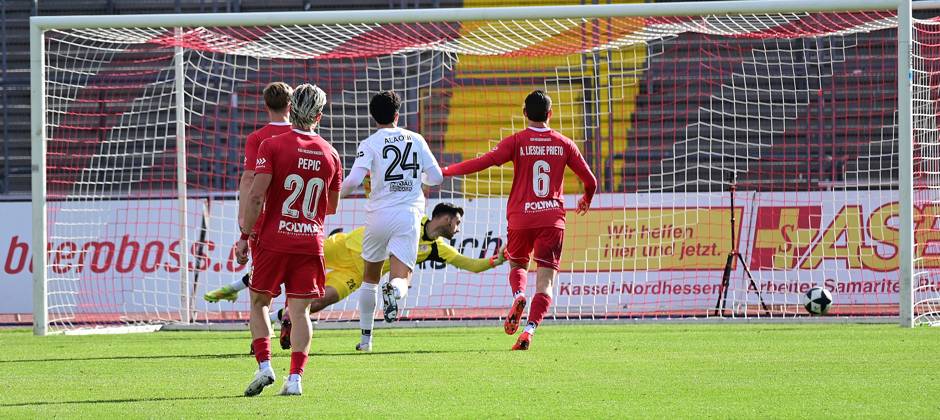 October 17, 2026 xkhx Kassel, Auestadion, Regionalliga Südwest, 2026–2027 season, KSV Hessen Kassel vs. VFR Mannheim, Goal to make it 1–0 by Lukas Peter Rupp, VFR