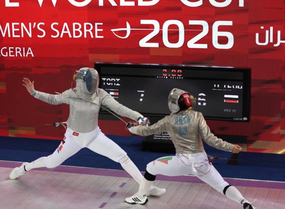 FIE Fencing World Cup in Algeria ORAN, ALGERIA - OCTOBER 18: French fencer Toscane Tori (R) competes against Bulgaria s Yoana Ilieva (L) during the women s individual sabre final at the Fencing World Cup at the Miloud Hadefi Olympic Complex in Oran, Algeria, on October 18, 2026. Tori defeats Ilieva 15-12 to claim her first career World Cup title. Farouk Batiche Anadolu Oran Algeria. Editorial use only. Please get in touch for any other usage. Copyright: x2026xAnadoluxFaroukxBatichex