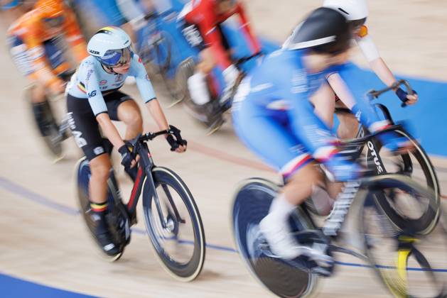 Belgian Shari Bossuyt pictured in action during the Women™s Points Race event at the UCI Track cycling, Rad, Radsport, Bahnrad, Bahn World Championships in Shanghai, China on Sunday 18 October 2026. The worlds are taking place from 14 to 18 October 2026. BENOITxDOPPAGNE  x190178655x