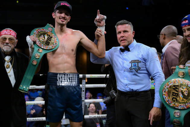 October 18, 2026, Las Vegas, Nevada, USA: SEBASTIAN FUNDORA defeats ERMAL HADRIBEAJ via KO in round 12 at the Chelsea of The Cosmopolitan in Las Vegas. Las Vegas USA - ZUMAo117 20261018_zsp_o117_003 Copyright: xMikaelxOnax