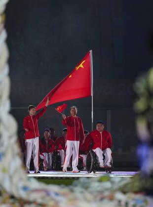 (261018) -- NAGOYA, Oct. 18, 2026 -- The delegation of China parades into the stadium during the opening ceremony of the Aichi-Nagoya Asian Para Games in Nagoya, Japan, Oct. 18, 2026. ) (SP)JAPAN-NAGOYA-ASIAN PARA GAMES-OPENING CEREMONY JiaxHaocheng 
