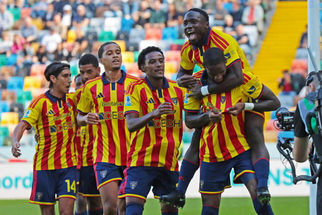 Lecce s gaspar celebrates after scoring the 0-1 goal for his team during the Serie A soccer match between Udinese and Lecce at the Friuli Stadium in Udine, north east Italy - October 18, 2026. - Soccer  Copyright: xAndreaxBressanutti LaPressex