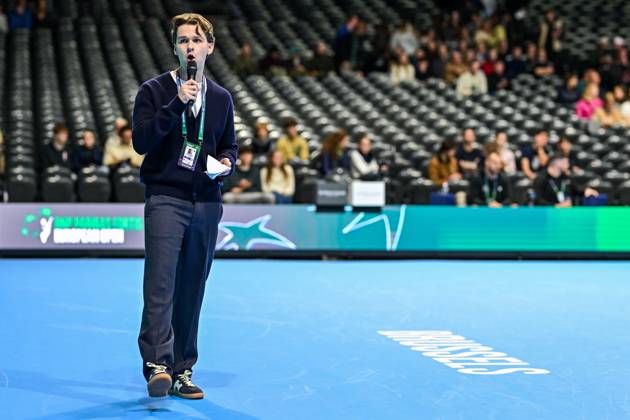 Speaker pictured during the European Open ATP, Tennis Herren tennis tournament in Brussels, on Saturday 18 October. This year s edition of the tournament is taking place from 17 to 25 October DAVIDxPINTENS  x190192995x