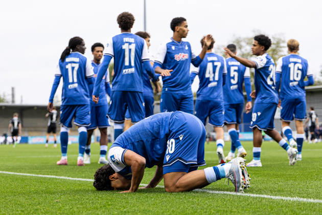 Germany: TSG Hoffenheim II vs. SC Verl, 3. Liga, 2026–27 season, Dietmar Hopp Stadium, Sinsheim. Yasin Zor of TSG Hoffenheim II prays after scoring the 1–0 goal. Sinsheim, Dietmar Hopp Stadium, Baden-Württemberg, Germany Copyright: xBenedictxChristx