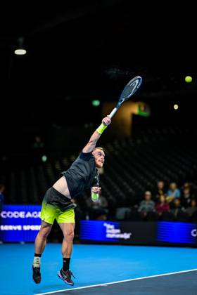Remy Bertola of Switzerland is pictured in action during the European Open ATP, Tennis Herren tennis tournament in Brussels, on Saturday 18 October. This year s edition of the tournament is taking place from 17 to 25 October DAVIDxPINTENS  x190193443x