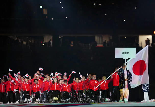 (261018) -- NAGOYA, Oct. 18, 2026 -- The delegation of Japan parades into the stadium during the opening ceremony of the Aichi-Nagoya Asian Para Games in Nagoya, Japan, Oct. 18, 2026. ) (SP)JAPAN-NAGOYA-ASIAN PARA GAMES-OPENING CEREMONY JiaxHaocheng 