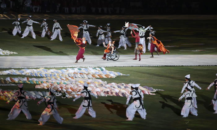 (261018) -- NAGOYA, Oct. 18, 2026 -- Artists perform during the opening ceremony of the Aichi-Nagoya Asian Para Games in Nagoya, Japan, Oct. 18, 2026. ) (SP)JAPAN-NAGOYA-ASIAN PARA GAMES-OPENING CEREMONY YaoxQilin 