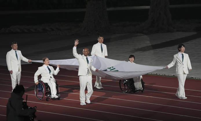 (261018) -- NAGOYA, Oct. 18, 2026 -- The flag of the Asian Paralympic Committee is carried during the opening ceremony of the Aichi-Nagoya Asian Para Games in Nagoya, Japan, Oct. 18, 2026. ) (SP)JAPAN-NAGOYA-ASIAN PARA GAMES-OPENING CEREMONY CaixYang 