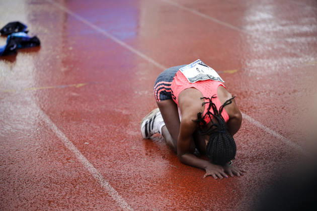 RECORD DATE NOT STATED 18th October 2026; Amsterdam, Netherlands; TCS Amsterdam Marathon; Buze Diriba of Ethiopia on the track in the finish area AnthonyxBenoit