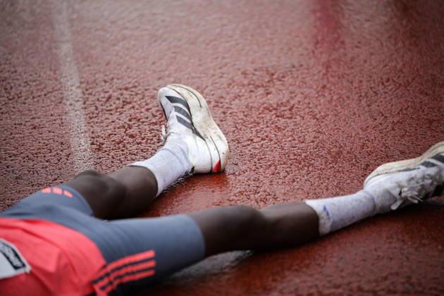 RECORD DATE NOT STATED 18th October 2026; Amsterdam, Netherlands; TCS Amsterdam Marathon; A runner on the race track in the finish area AnthonyxBenoit