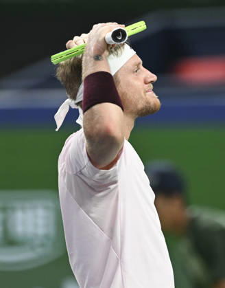 (261018) -- SHANGHAI, Oct. 18, 2026 -- Alejandro Davidovich Fokina of Spain reacts after the men s singles final match against Rafael Jodar of Spain at the 2026 ATP, Tennis Herren tour Shanghai Masters tennis tournament in Shanghai, China, Oct. 18, 2026. ) (SP)CHINA-SHANGHAI-TENNIS-SHANGHAI MASTERS-MEN S SINGLES (CN) ChenxHaoming 