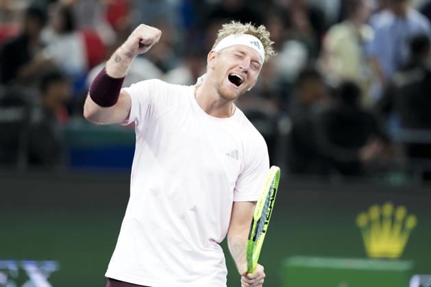 (261018) -- SHANGHAI, Oct. 18, 2026 -- Alejandro Davidovich Fokina of Spain celebrates after the men s singles final match against Rafael Jodar of Spain at the 2026 ATP, Tennis Herren tour Shanghai Masters tennis tournament in Shanghai, China, Oct. 18, 2026. ) (SP)CHINA-SHANGHAI-TENNIS-SHANGHAI MASTERS-MEN S SINGLES (CN) WangxXiang 