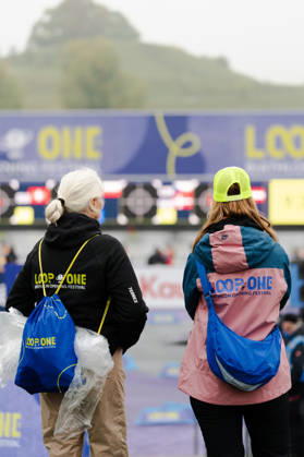October 18, 2026, GER, Biathlon, Women, IBU Biathlon Loop One Festival 2026, 2026–2027 Season, Women’s Super Sprint Qualification, Heat 1, 4 fans in front of the shooting range, Munich Olympic Park, Bavaria, Germany Copyright: xNordphoto Vux