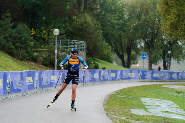 October 18, 2026, GER, Biathlon, Women, IBU Biathlon Loop One Festival 2026, 2026–2027 Season, Women’s Super Sprint Qualification, Heat 1–4: Susan Kuelm (EST), 7th in the turn, Munich Olympic Park, Bavaria, Germany Copyright: xNordphoto Vux