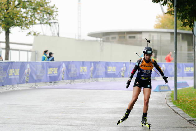 October 18, 2026, GER, Biathlon, Women, IBU Biathlon Loop One Festival 2026, 2026–2027 Season, Women’s Super Sprint Qualification, Heat 1–4: Johanna Puff (GER), 43rd in the turn, Munich Olympic Park, Bavaria, Germany Copyright: xNordphoto Vux