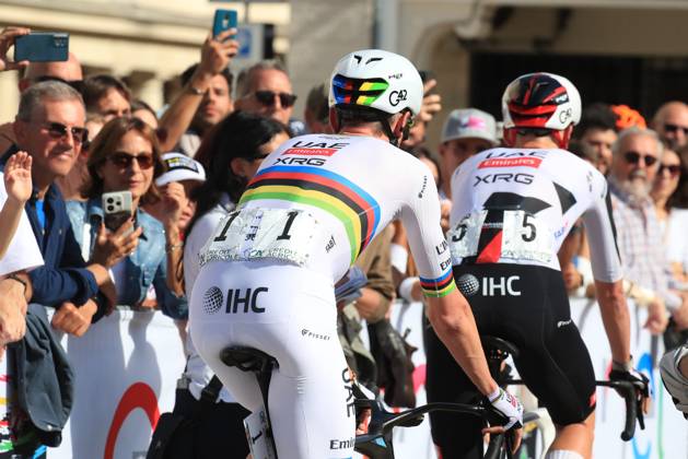 Veneto Classic - UCI Cycling race Pierre Teyssot MAXPPP ; Veneto Classic - UCI Cycling race . Cittadella, Italy on October 18, 2026. Brandon McNulty (USA) and team mate Pavel Sivakov (FRA) UAE Team Emirates-XRG Pierre Teyssot Maxppp Cittadella Veneto Italy  Copyright: xMAXPPPxPierrexTeyssotx TEY28734 TEY28734