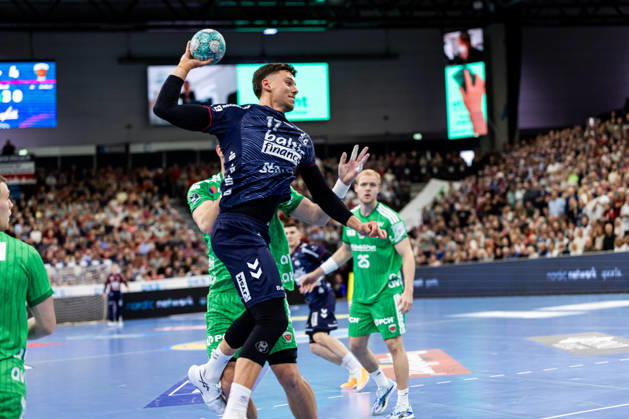 Opel HBL SG Flensburg Handewitt vs. Füchse Berlin, October 18, 2026: Marko Grgic, No. 17, SG Flensburg Handewitt on the attack. Opel HBL SG Flensburg Handewitt vs. Füchse Berlin, GGW Arena, October 18, 2026 Copyright: xBEAUTIFULxSPORTS MarioxM.xKobergx