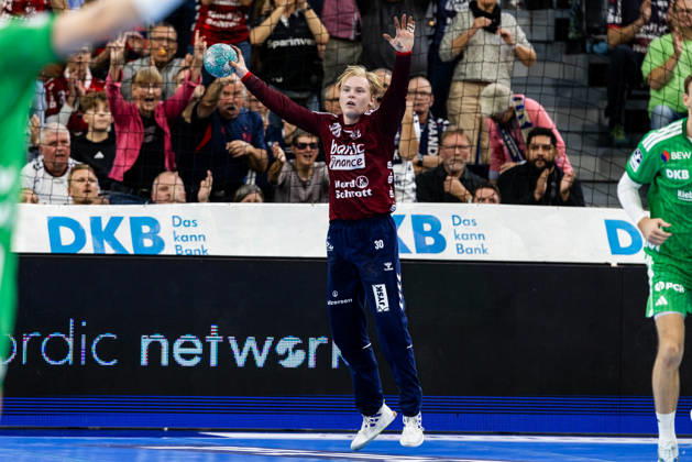 Opel HBL SG Flensburg Handewitt vs. Füchse Berlin, October 18, 2026: Celebration and joy as Simon Möller (No. 30) saves the ball, SG Flensburg Handewitt Opel HBL SG Flensburg Handewitt vs. Füchse Berlin, GGW Arena, October 18, 2026 Copyright: xBEAUTIFULxSPORTS MarioxM.xKobergx
