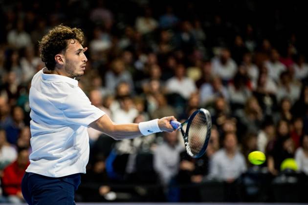 Clement Chidekh of France pictured in action during the European Open ATP, Tennis Herren tennis tournament in Brussels, on Sunday 18 October. This year s edition of the tournament is taking place from 17 to 25 October JASPERxJACOBS  x190208622x