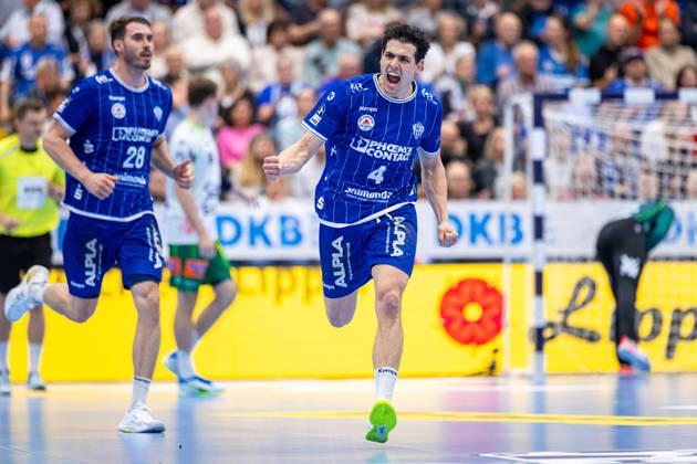 Samuel Zehnder of TBV Lemgo Lippe, 04, celebrates after scoring a goal. GER, TBV Lemgo Lippe vs. Frisch Auf Göppingen, Handball, 1st Bundesliga, Matchday 9, 2026–2027 season, October 18, 2026 GER, TBV Lemgo Lippe vs. Frisch Auf Göppingen, Handball, 1st Bundesliga, Matchday 9, 2026–2027 season, October 18, 2026 Lemgo Copyright: xEibner-Pressefoto JanxRollingerx EP_JSK