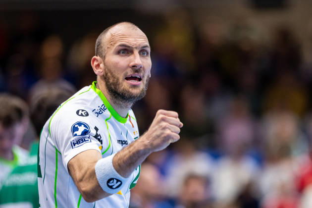 Marcel Schiller, Frisch Auf Göppingen, 24, celebrates; GER, TBV Lemgo Lippe vs. Frisch Auf Göppingen, Handball, 1st Bundesliga, Matchday 9, 2026–2027 season, October 18, 2026 GER, TBV Lemgo Lippe vs. Frisch Auf Goeppingen, Handball, 1st Bundesliga, Matchday 9, 2026–2027 season, October 18, 2026 Lemgo Copyright: xEibner-Pressefoto JanxRollingerx EP_JSK