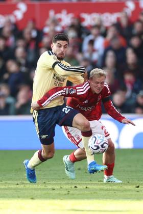 Kai Havertz of Arsenal and Xaver Schlager of Nottingham Forest Nottingham Forest v Arsenal, Premier League, Football, City Ground, Nottingham, UK - 18 Oct 2026Nottingham City Ground United Kingdom EDITORIAL USE ONLY No use with unauthorised audio, video, data, fixture lists, club league logos or live services. Online in-match use limited to 120 images, no video emulation. No use in betting, games or single club league player publications. Copyright: xRYANxBROWNE Shutterstockx 17222656an